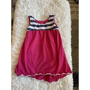 Atun girls sz. 3/4 pink and blue knit sleeveless dress. Cute, nt. desc.